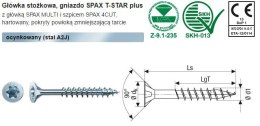 WKRĘT DO DREWNA OCYNK BIAŁY (500) TXTG 5.0*60MM SPAX